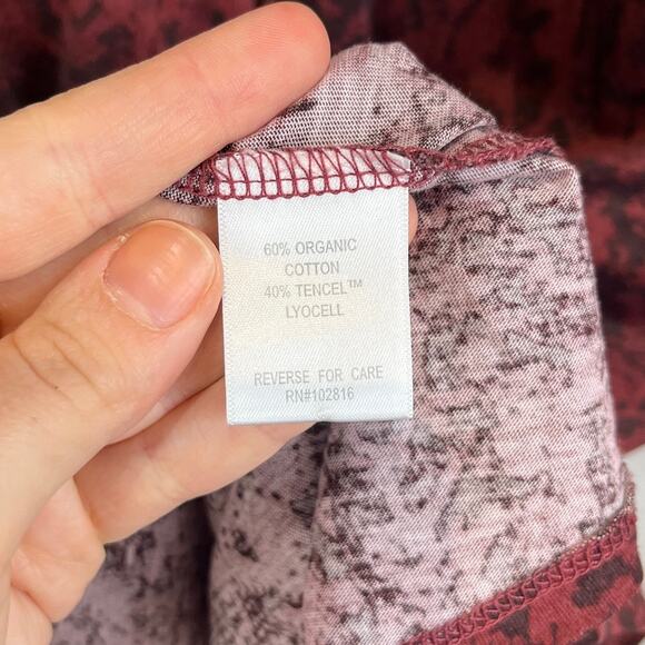 GARNET HILL Ines Blouson Knit Dress Printed Long Sleeve Knee Length Wine Red M - Picture 9 of 11